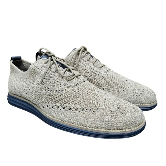 Tan Knit Oxfords Cole Haan StitchLite Size 10.5 Original Grand Wingtip Sneakers - Picture 3 of 13